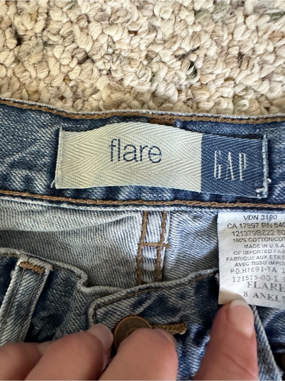 Vintage Gap Flare Ankle Jeans Light Wash 100% Cotton Made in USA Size 8 - Picture 2 of 8
